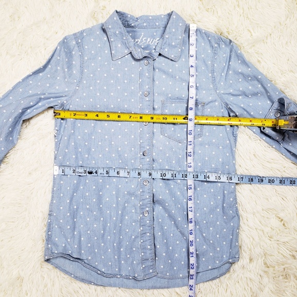 Madewell Chambray Polka Dot Button Down Shirt XS - Picture 6 of 8